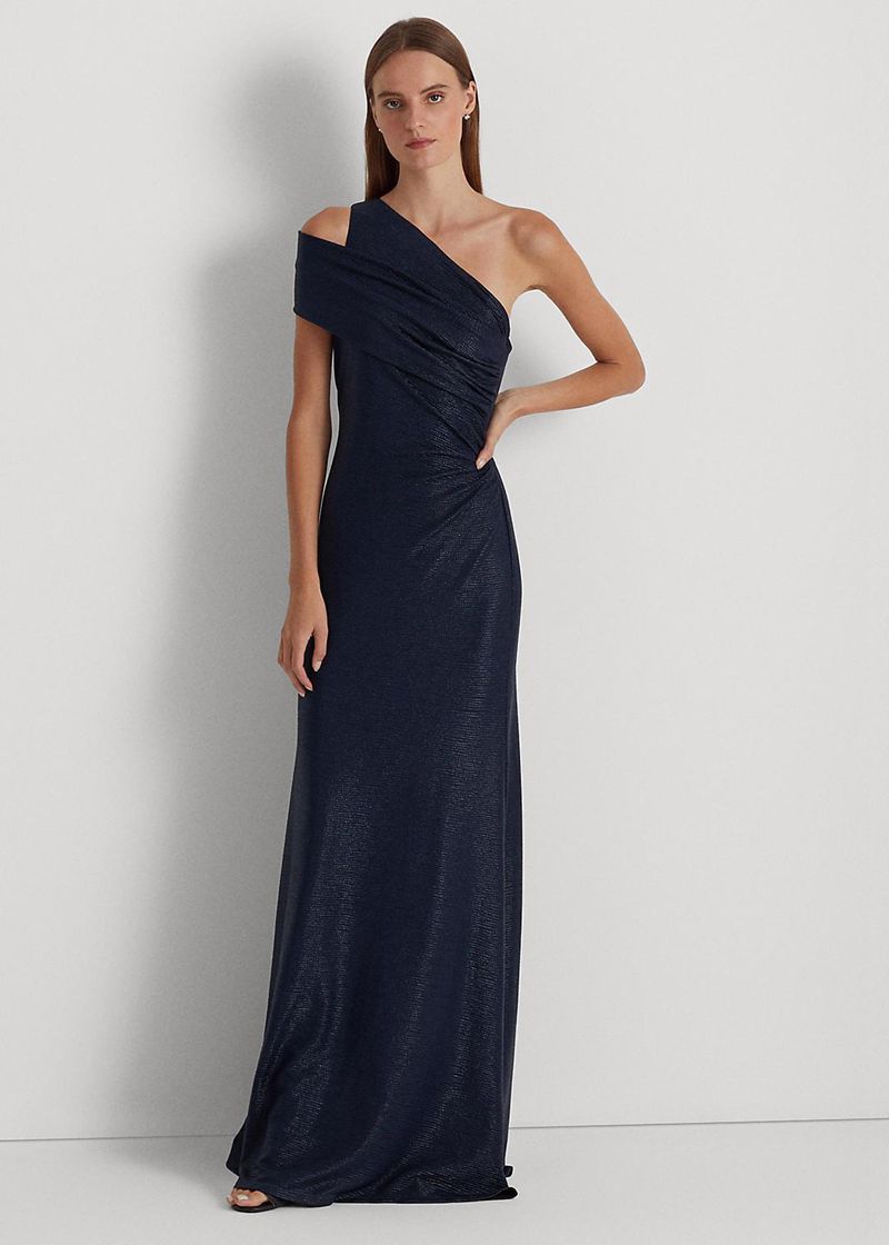 Sukienka Lauren Damska Granatowe Foiled One-Shoulder Gown 369051-NKI